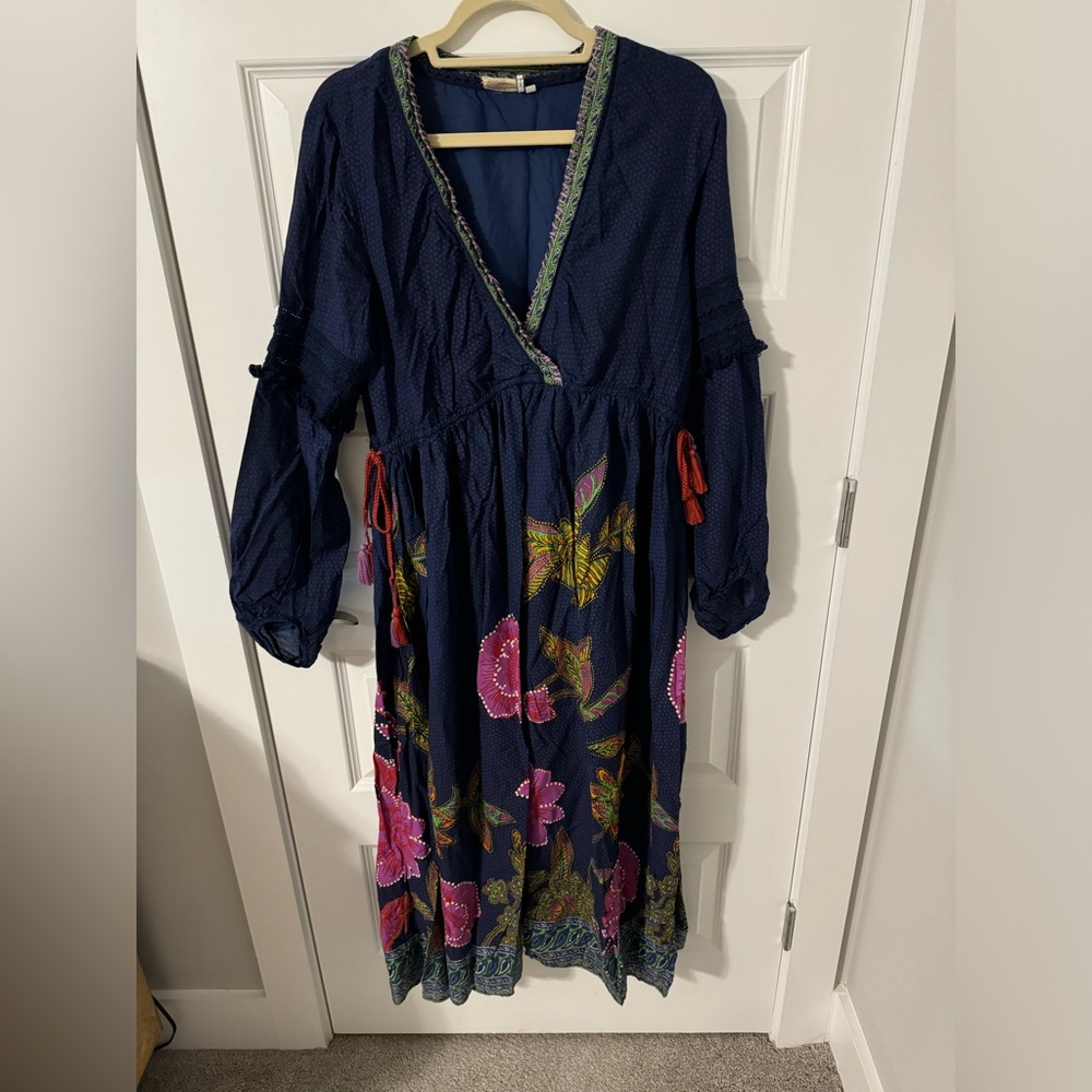 Anthropologie dark blue maxi dress, size M